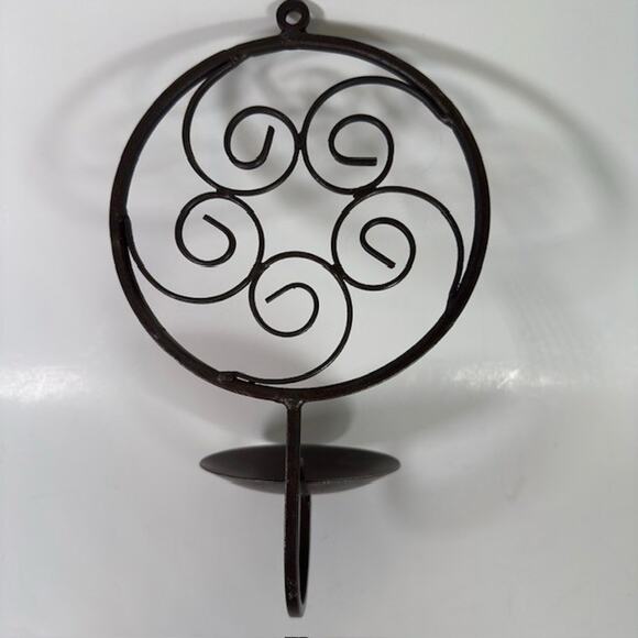 Wrought Iron Single Candle Black Wall Sconce Gothic Spiral Metal Candelabra - Picture 5 of 10